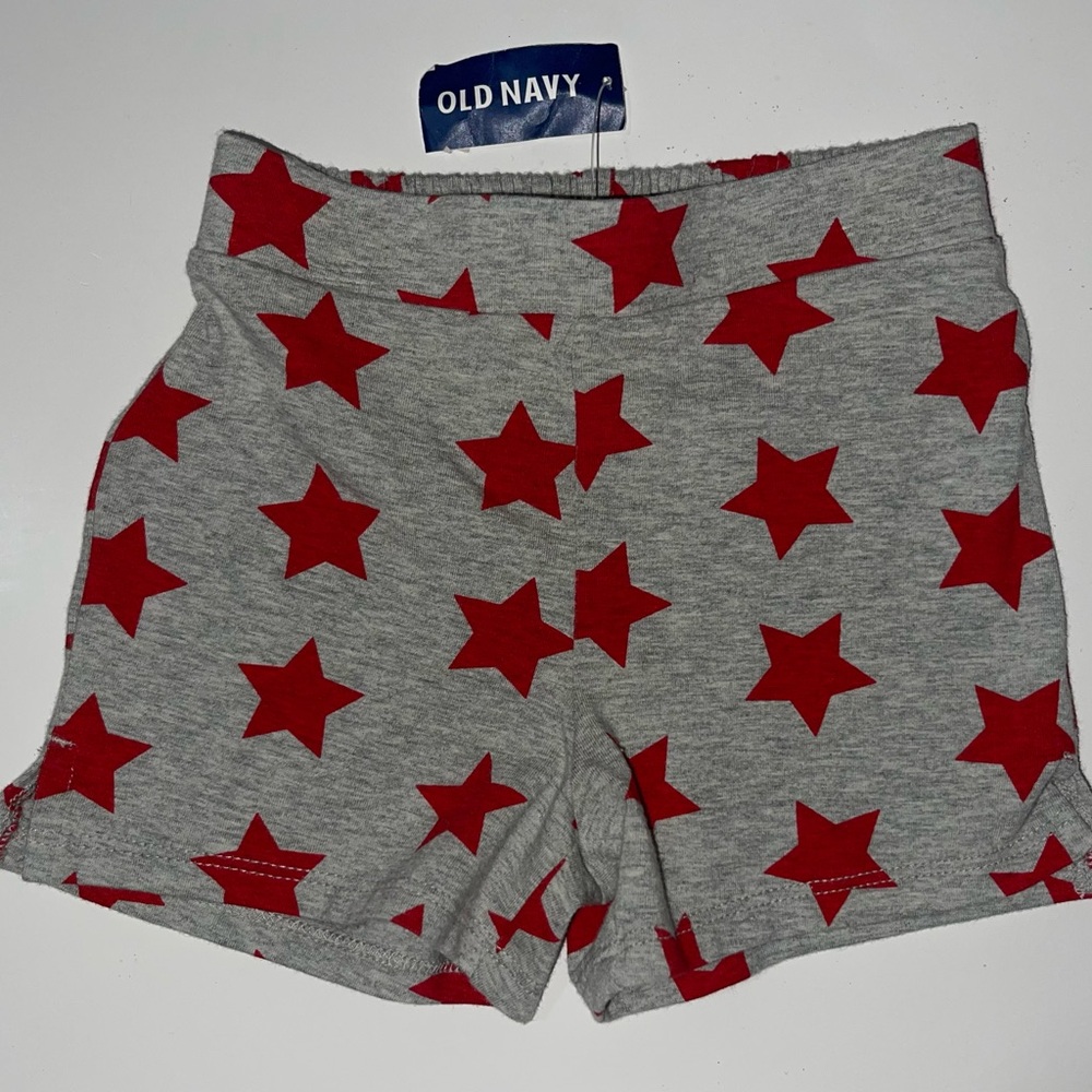 Old Navy Kids Gray & Red Stars Elastic Waist Shorts, Size 18-24 Months, 2T